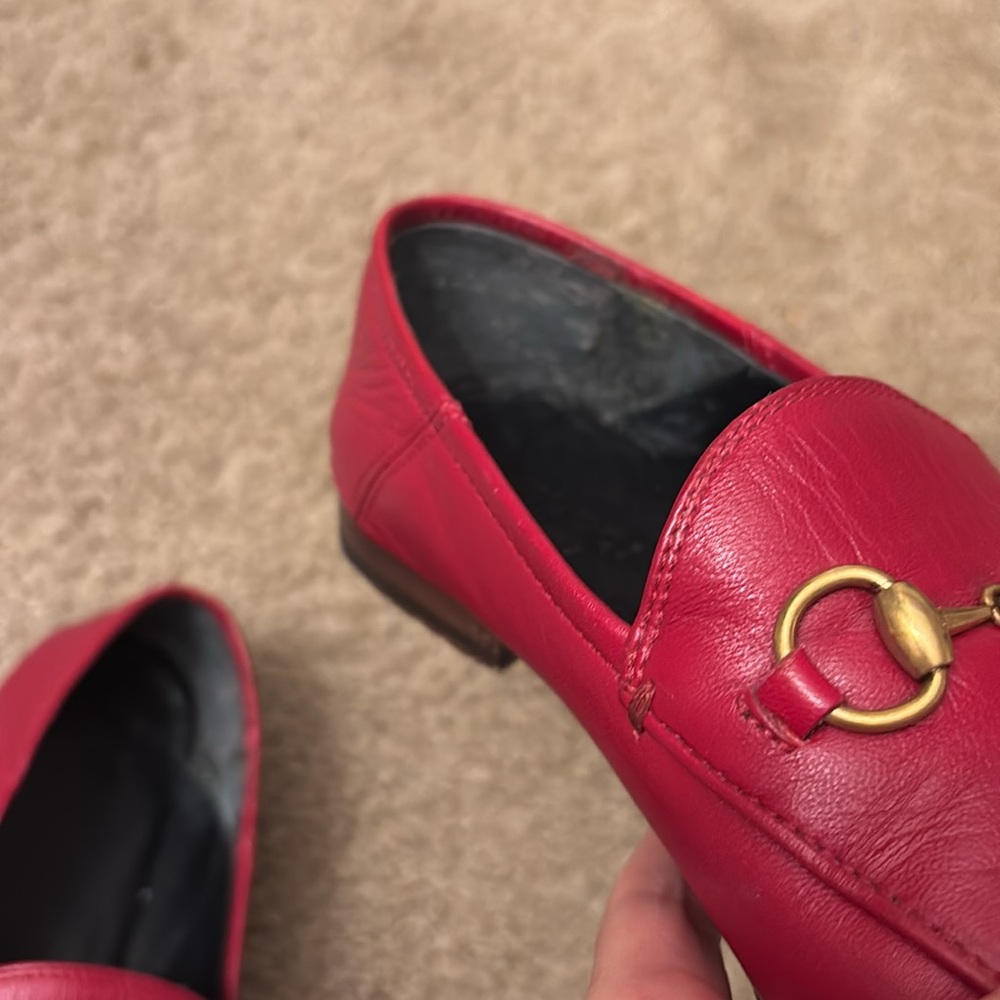 Gucci Women's Red Leather Brixton loafer 36.5 - Picture 8 of 11